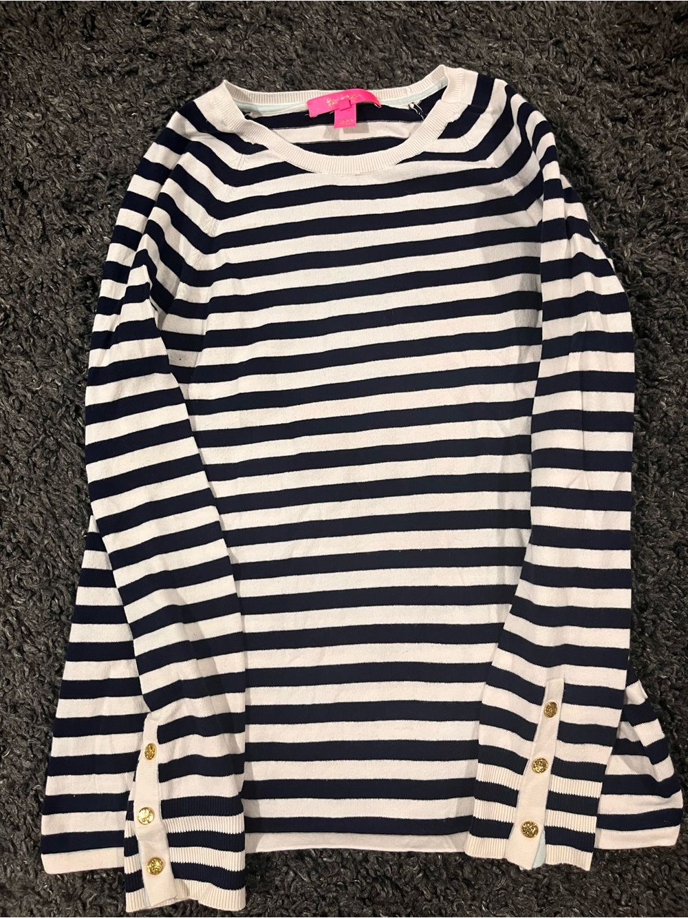 Lilly Pulitzer Dinah Striped Navy and White Long Sleeve Sweater Size Medium